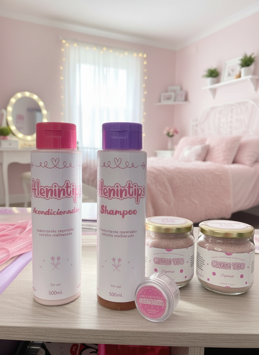 COMBO CAPILAR ALENINTIPS 500 ML 2 GLNIN TIPS POLVO + envío gratis